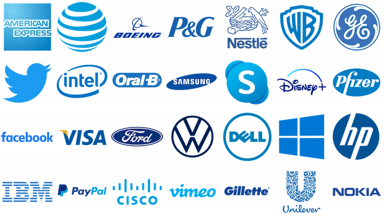 Famous brand logos organized by color psychology